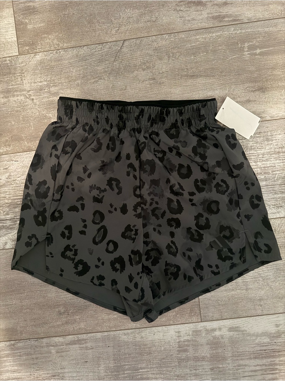 adidas Black Performance Shorts with Subtle leopard print Size XS NWT